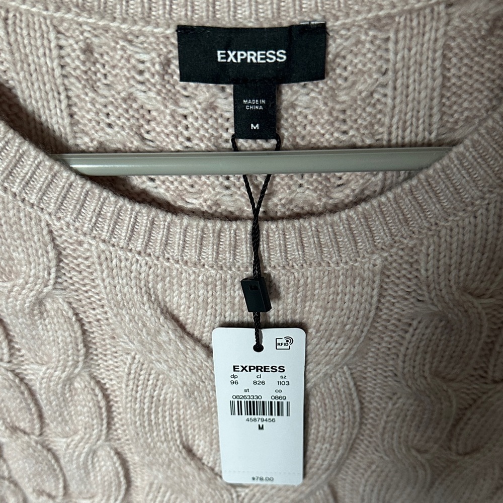 Express Blush Cable Knit Sweater - Picture 3 of 3